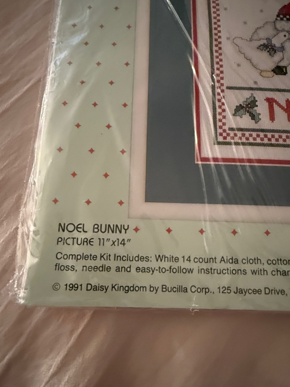 Bucilla Daisy Kingdom Noel Bunny Cross-Stitch Kit - Green, Red, White Goose - Picture 3 of 4